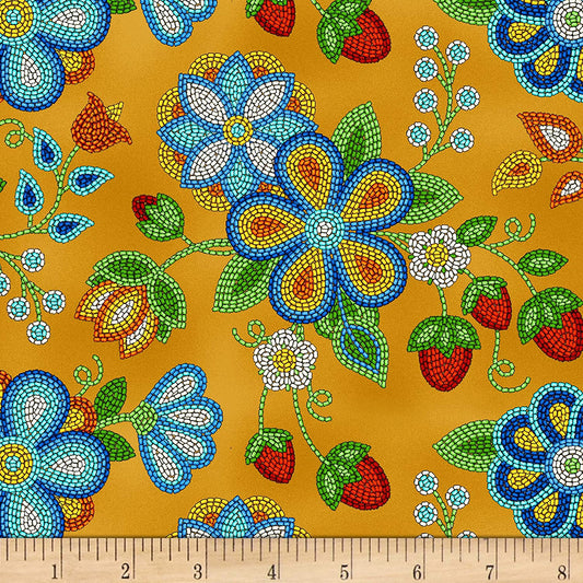 Tucson Beaded Strawberry Moosehide Elizabeth's Studio Cotton Fabric