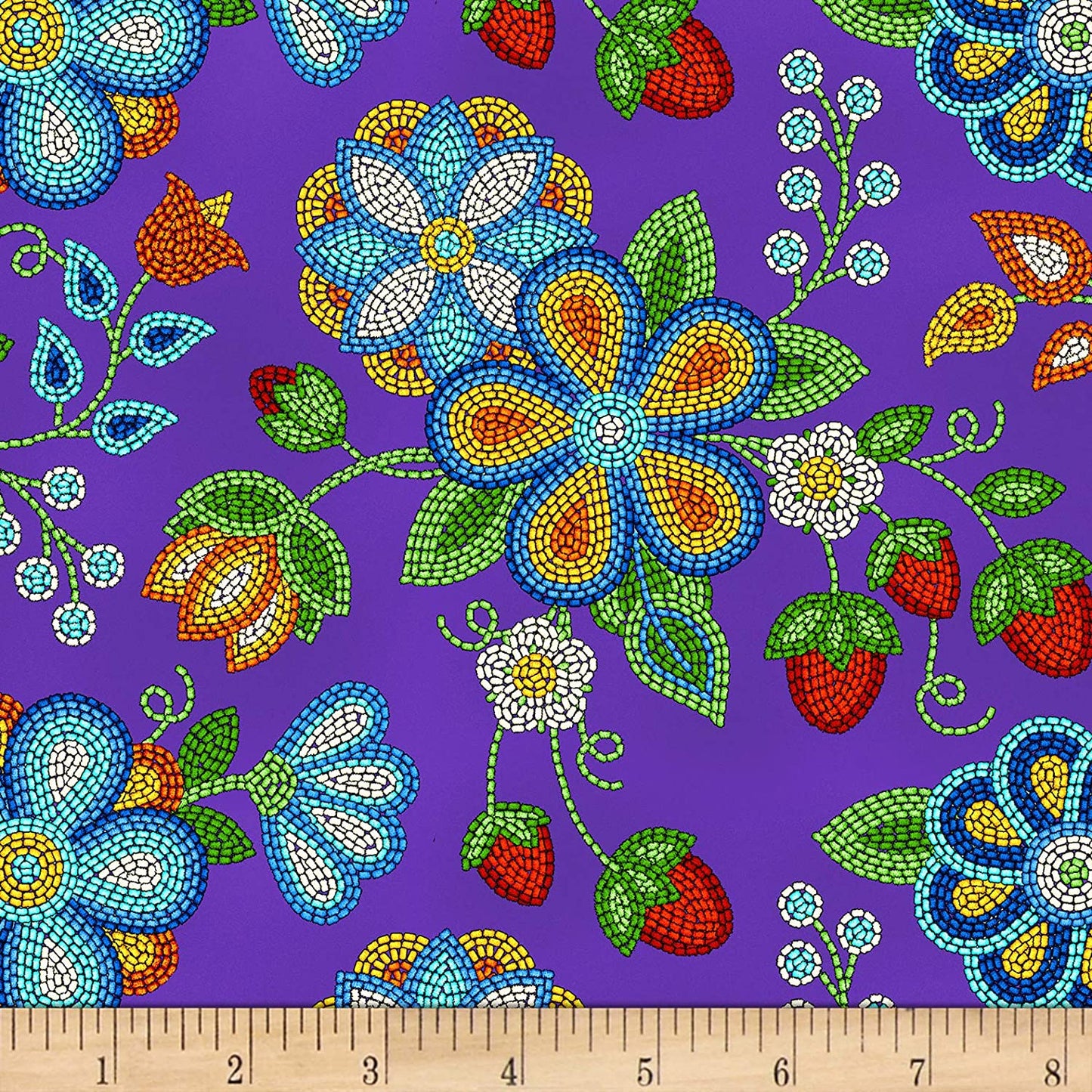 Tucson Beaded Strawberry Royal Blue Elizabeth's Studio Cotton Fabric