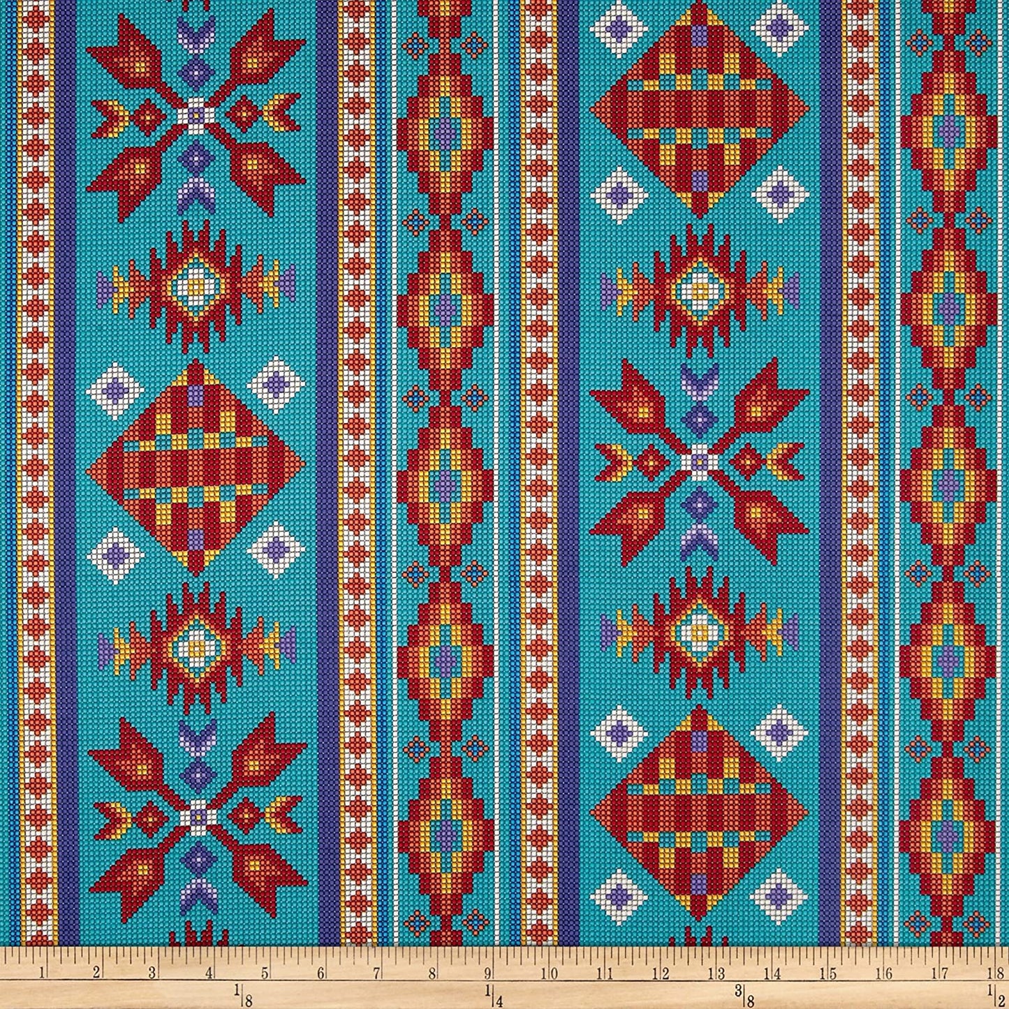 Tucson Beaded Stripe Turquoise Elizabeth's Studio Cotton Fabric