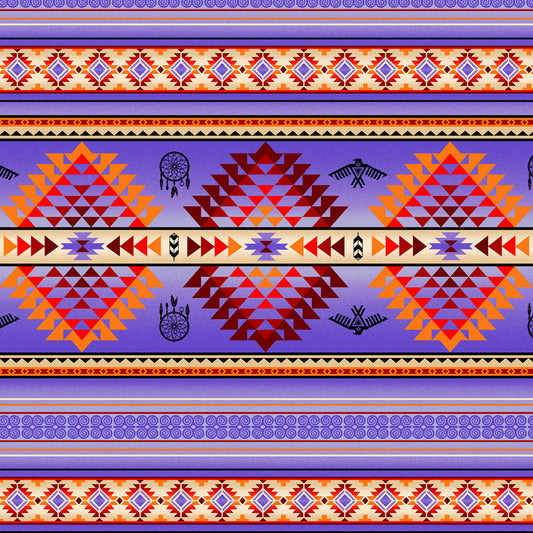 Tucson Diamond Stripe Purple Elizabeth's Studio Cotton Fabric