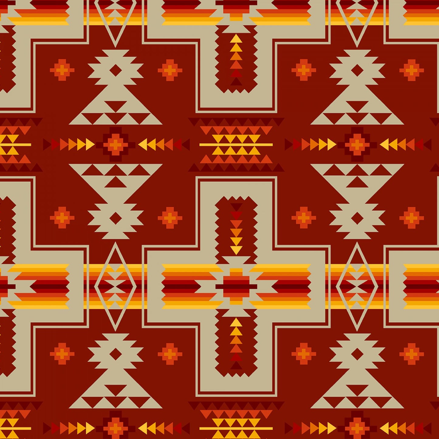 Native Cross Tucson Terracotta Elizabeth's Studio Cotton Fabric