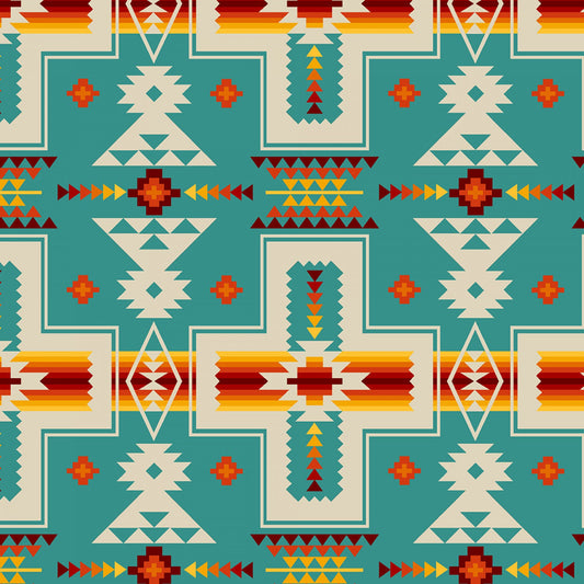 Native Cross Tucson Turquoise Elizabeth's Studio Cotton Fabric