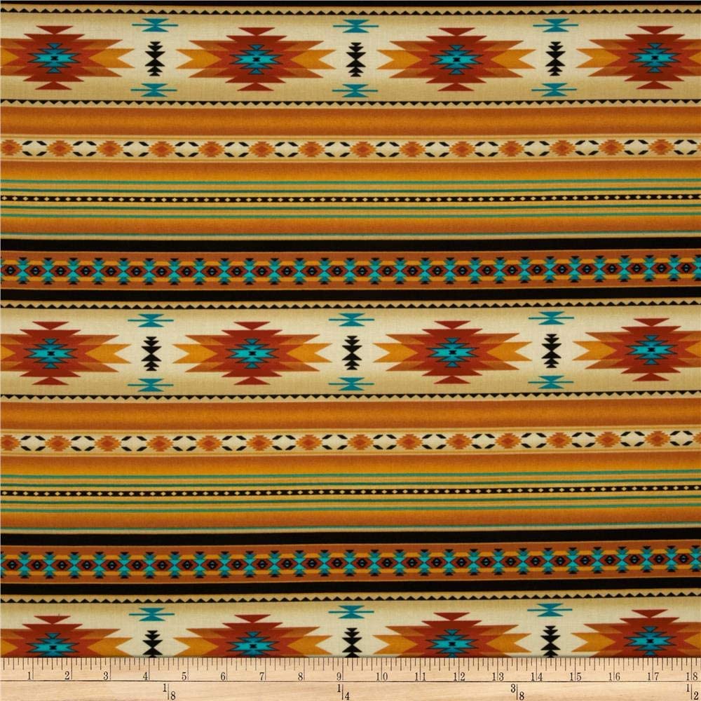 Tucson Stone Native American Gold Elizabeth's Studio Cotton Fabric