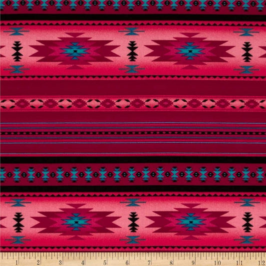 Tucson Stone Aztec Southwestern Native American Stripe Pink Elizabeth's Studio Cotton Fabric