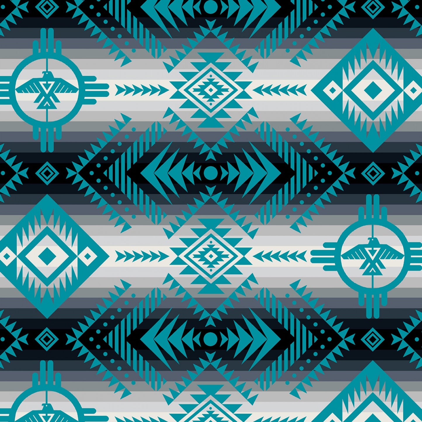 Tucson Thunderbird Teal Blue Elizabeth's Studio Cotton Fabric