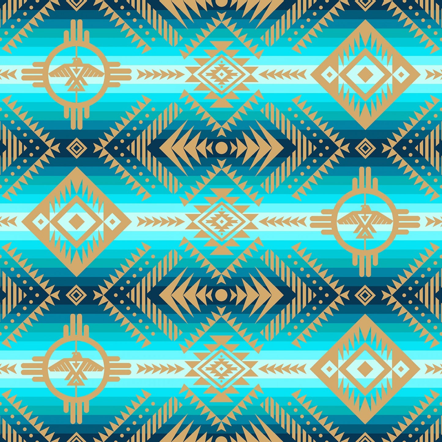 Tucson Thunderbird Turquoise Elizabeth's Studio Cotton Fabric