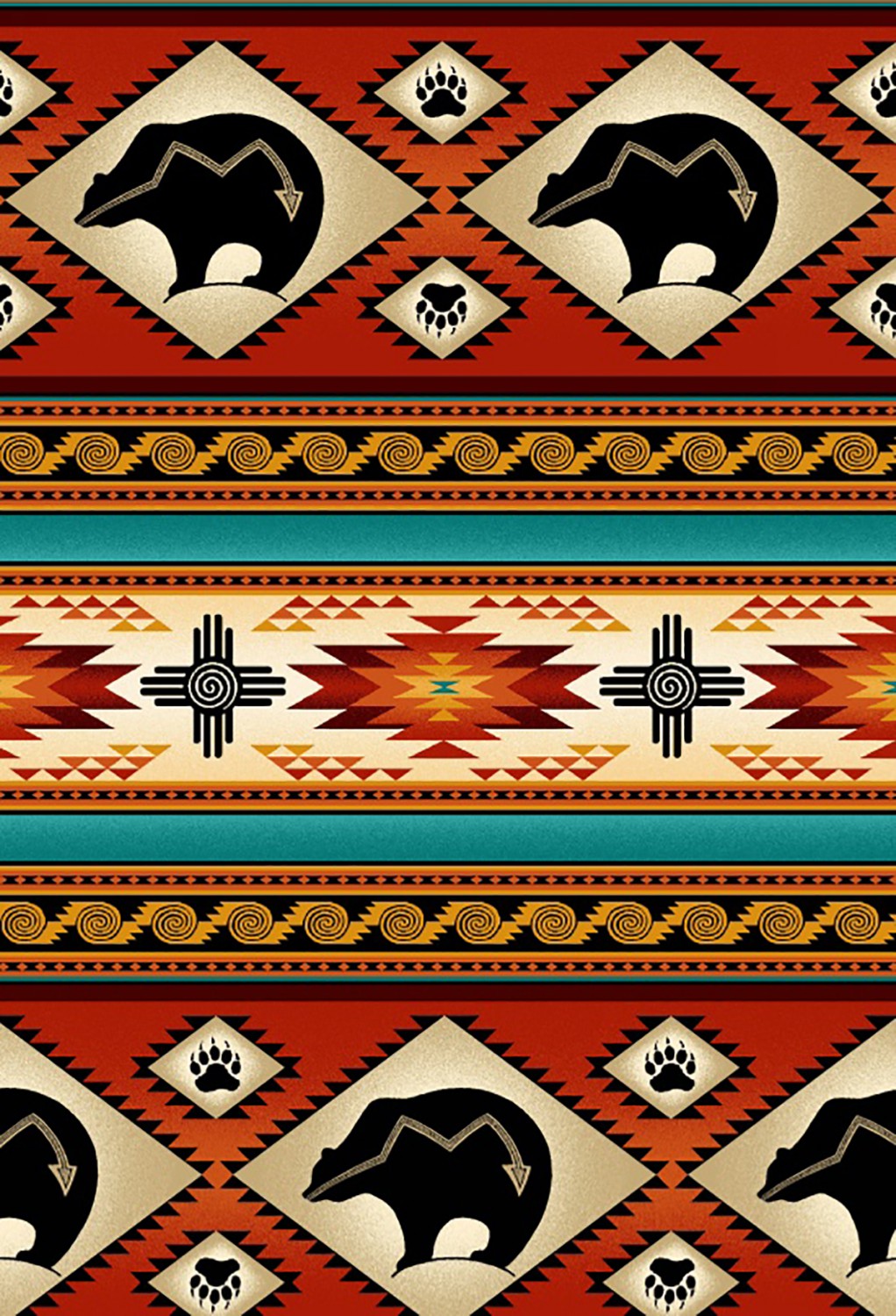 Tucson Western Bear Stripe Terracotta Orange Elizabeth's Studio Cotton Fabric