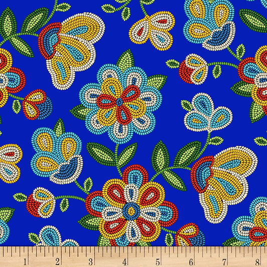 Tucson Beaded Strawberry Royal Blue Elizabeth's Studio Cotton Fabric