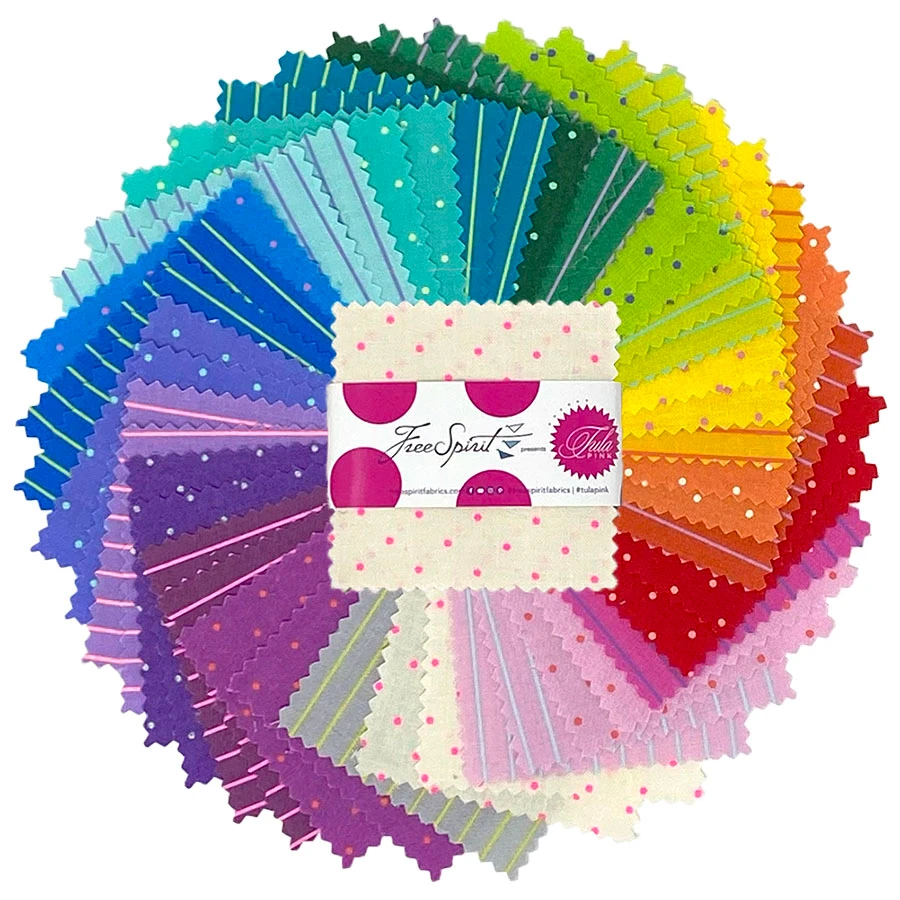 Tula's True Colors Tiny Coordinates 2.5"x2.5" Squares Mini Charm Pack 42 pcs Tula Pink Free Spirit Cotton Fabric FS-FB18MCTP.TINYCOOR