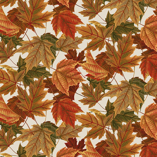 Turkey Time Autumn Foliage Black Skyline Studio Benartex Cotton Fabric