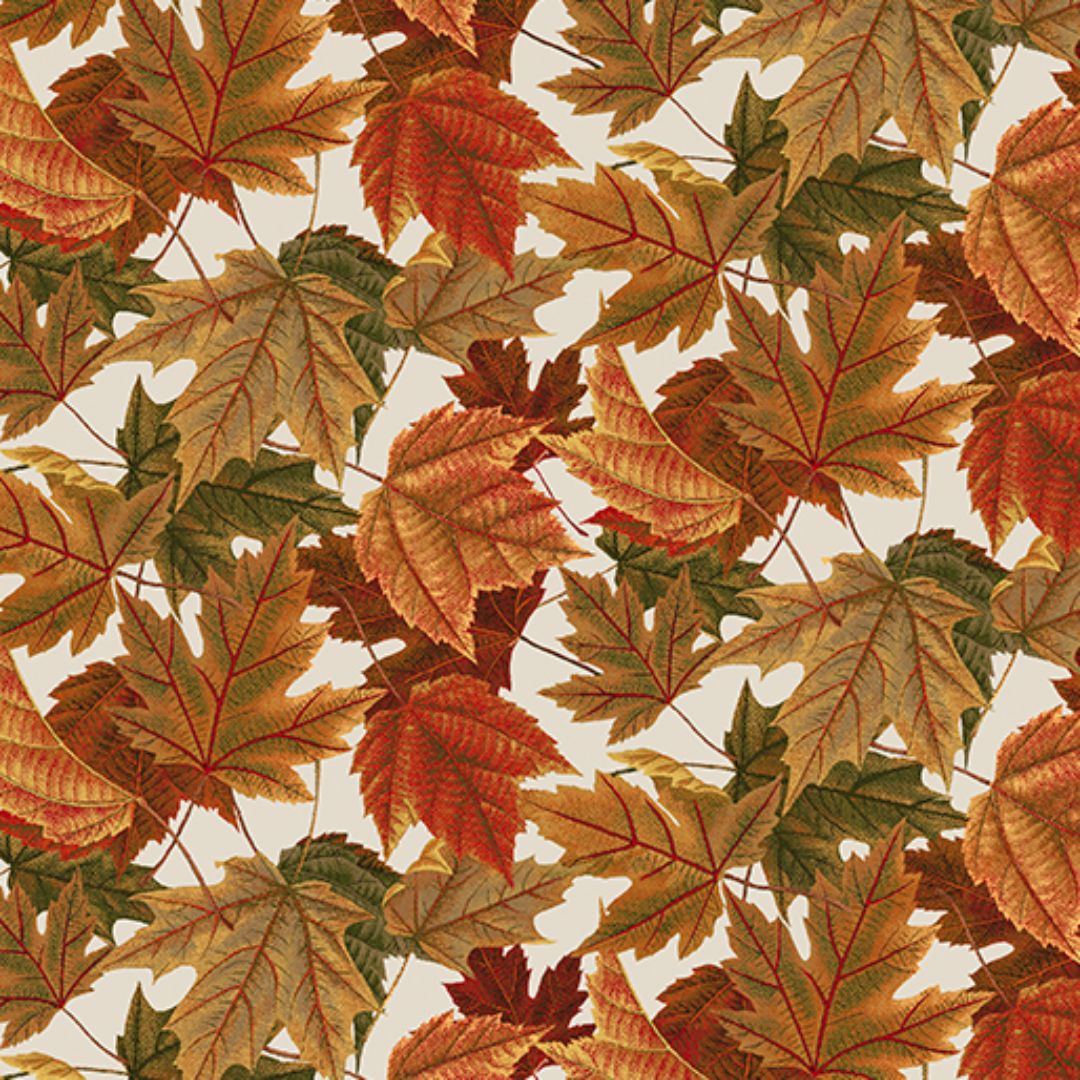 Turkey Time Autumn Foliage Natural Skyline Studio Benartex Cotton Fabric