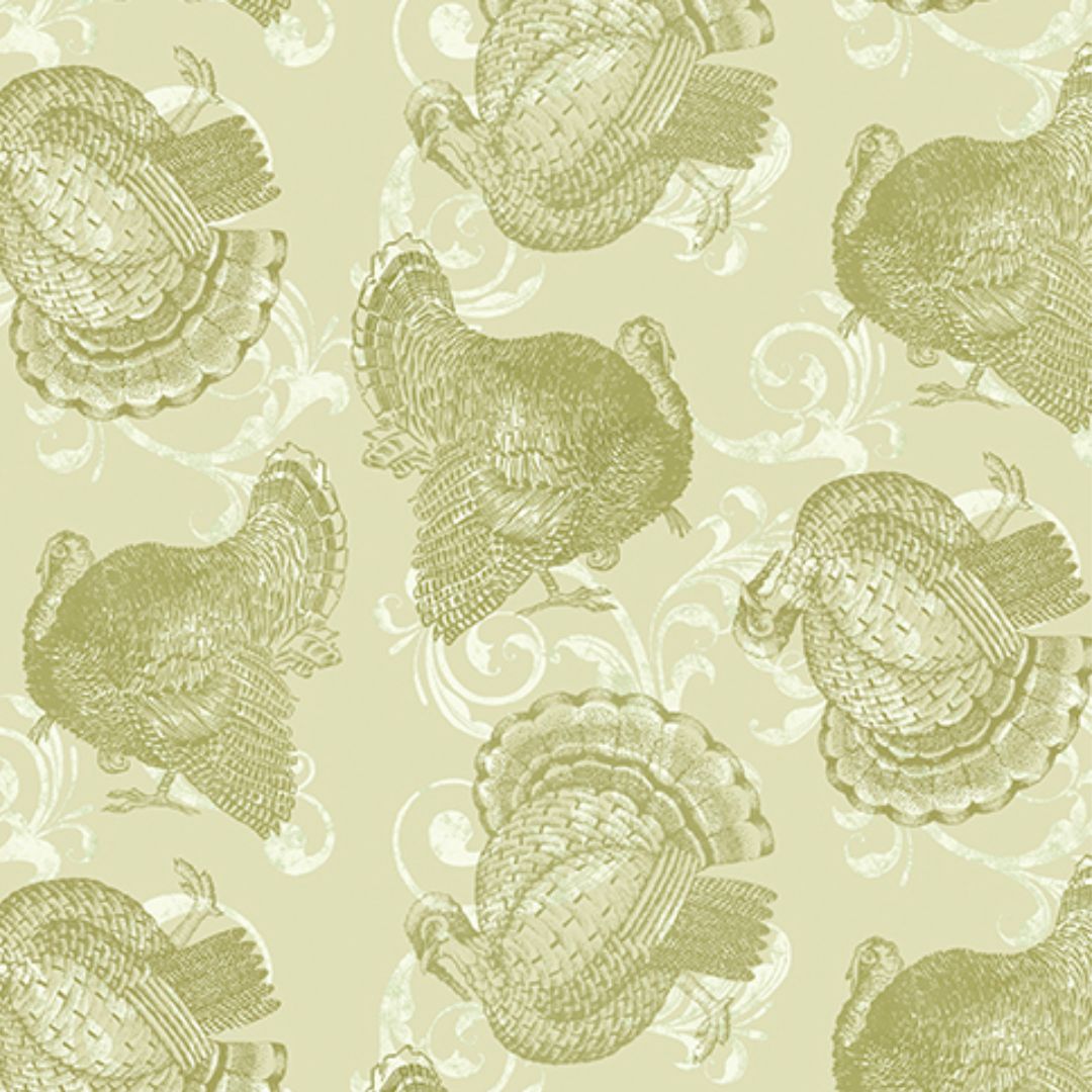 Turkey Time Turkey Tradition Silhoutte Sage Green Skyline Studio Benartex Cotton Fabric