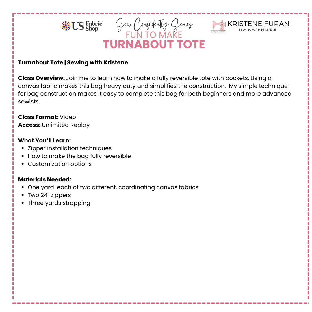 Turnabout Tote Kit  (NCAA) Sewing with Kristene