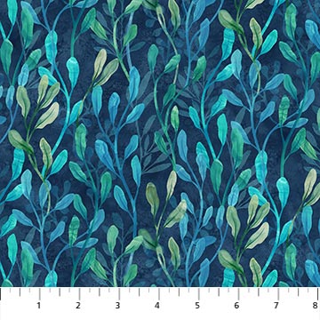 Turtle Bay Sea Plant Indigo Deborah Edwards Melanie Sarma Northcott Cotton Fabric