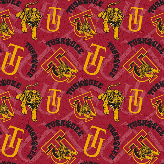 Tuskegee Golden Tigers NCAA Tone on Tone Design Sykel Enterprises Cotton Fabric SYK-TUSK-1178