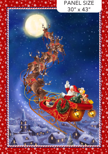 Twas The Night Before Christmas Santa Claus Panel 30"x43" Indigo Multi Simon Treadwell Northcott Cotton Fabric