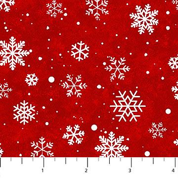 Twas The Night Before Christmas Snowflakes Red Simon Treadwell Northcott Cotton Fabric