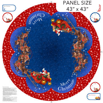 Twas The Night Before Christmas Treeskirt Panel 43"x43"  Indigo Multi Simon Treadwell Northcott Cotton Fabric