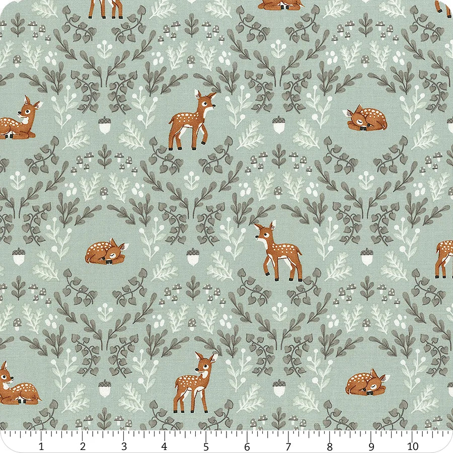Twilight Creatures Wild Fawns Songbird Blue Natalia Juan Abello Riley Blake Designs Cotton