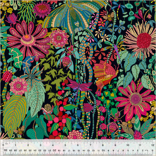 Twilight Dance Black Sally Kelly Windham Cotton CANVAS Fabric WF-54313C-1