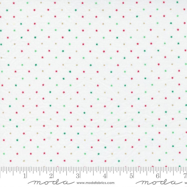 Twinkle Metallic Stars Christmas White April Rosenthal Prairie Grass Moda Cotton Fabric