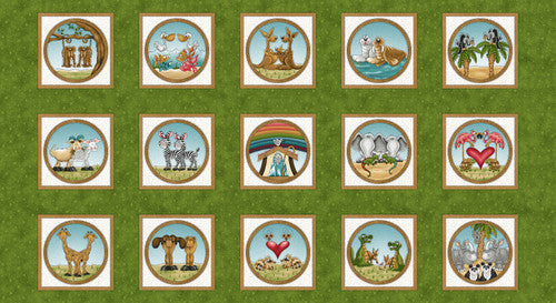 Two By Two Block Panel 24" Green Leanne Anderson and Kaytlyn Kuebler Henry Glass Cotton Fabric