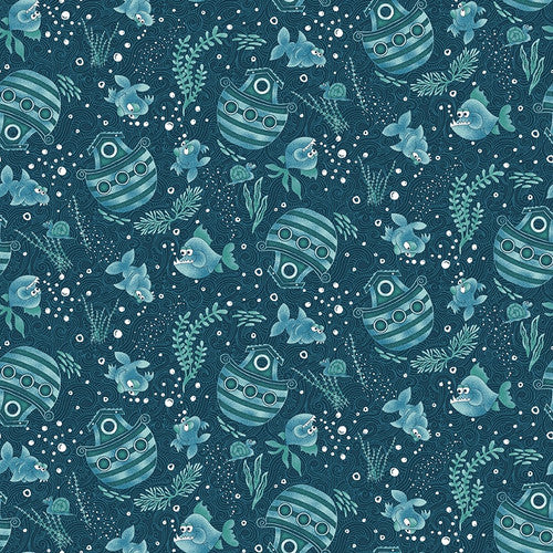 Two By Two Tonal Ark Blue Leanne Anderson and Kaytlyn Kuebler Henry Glass Cotton Fabric