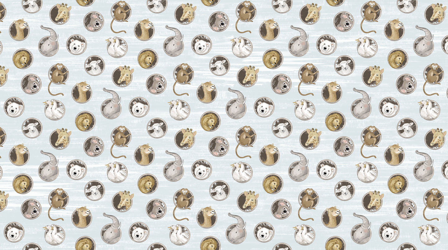 Two by Two Porthole Toss Pale Blue Multi Deborah Edwards Northcott Fabrics Cotton Fabric NC-28714-41