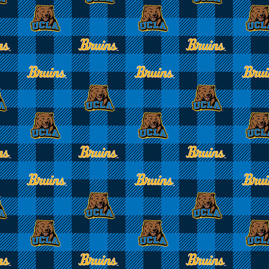 UCLA Bruins NCAA College Buffalo Plaid Sykel Enterprises Polyester FLEECE Fabric UCLA-1190