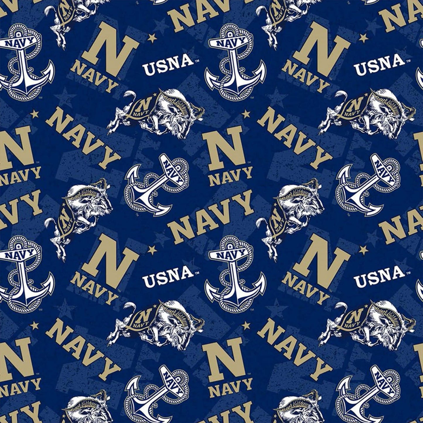 US Naval Academy Tone on Tone Blue Cotton Fabric