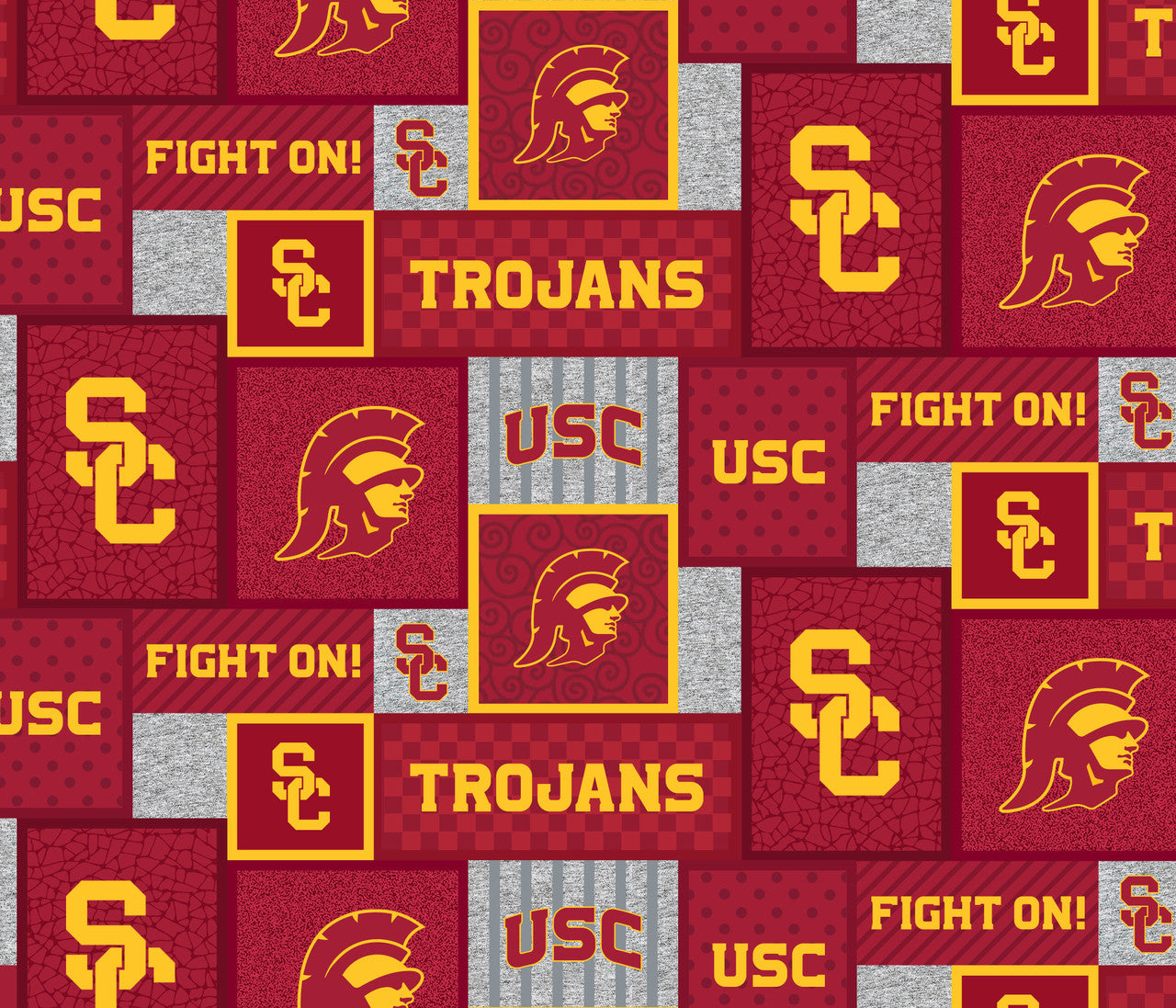 University of Southern California Trojans NCAA College Patch Sykel Enterprises Polyester FLEECE Fabric USC-1177
