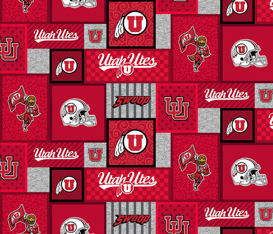Utah Utes NCAA College Patch Sykel Enterprises Polyester Fleece Fabric UTA-1177