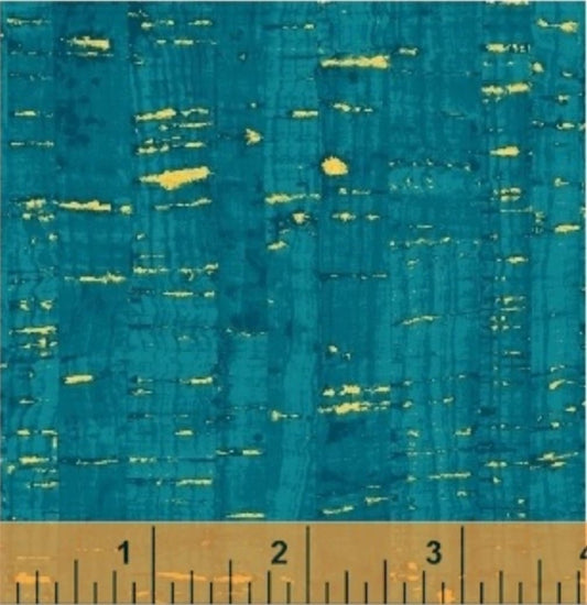 Uncorked Turquoise Blue-Green Metallic Thread Windham Cotton Fabric