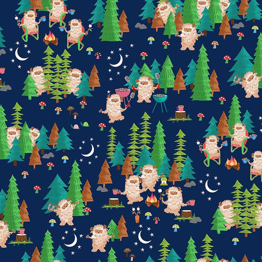 Under the Stars Camping Under the Stars Navy  Gail Cadden Timeless Treasures Cotton Fabric