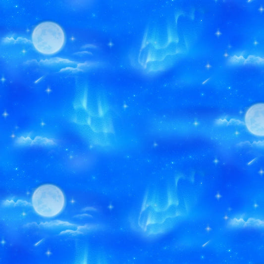 Under the Moon Sky Royal Blue Kentaro Nishino Elizabeth's Studio Cotton Fabric ES-51002-ROYAL