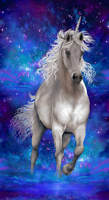 Unicorn Dreams Unicorn Panel 24" Color Principle Henry Glass Cotton Fabric