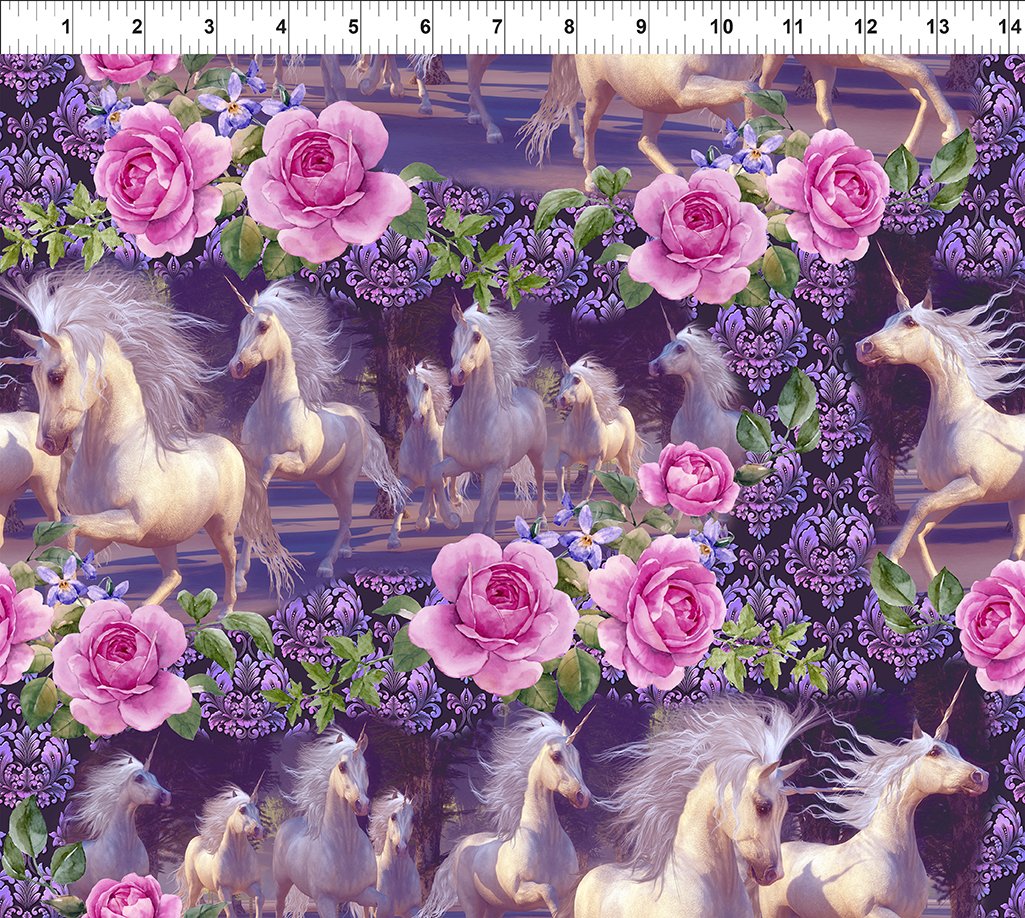 Unicorns Running Multi Jason Yenter In The Beginning Cotton Fabric