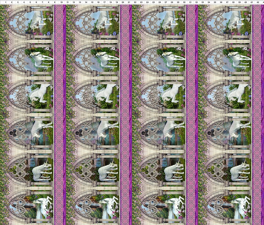 Unicorns Unicorn Border Multi Jason Yenter In The Beginning Cotton Fabric