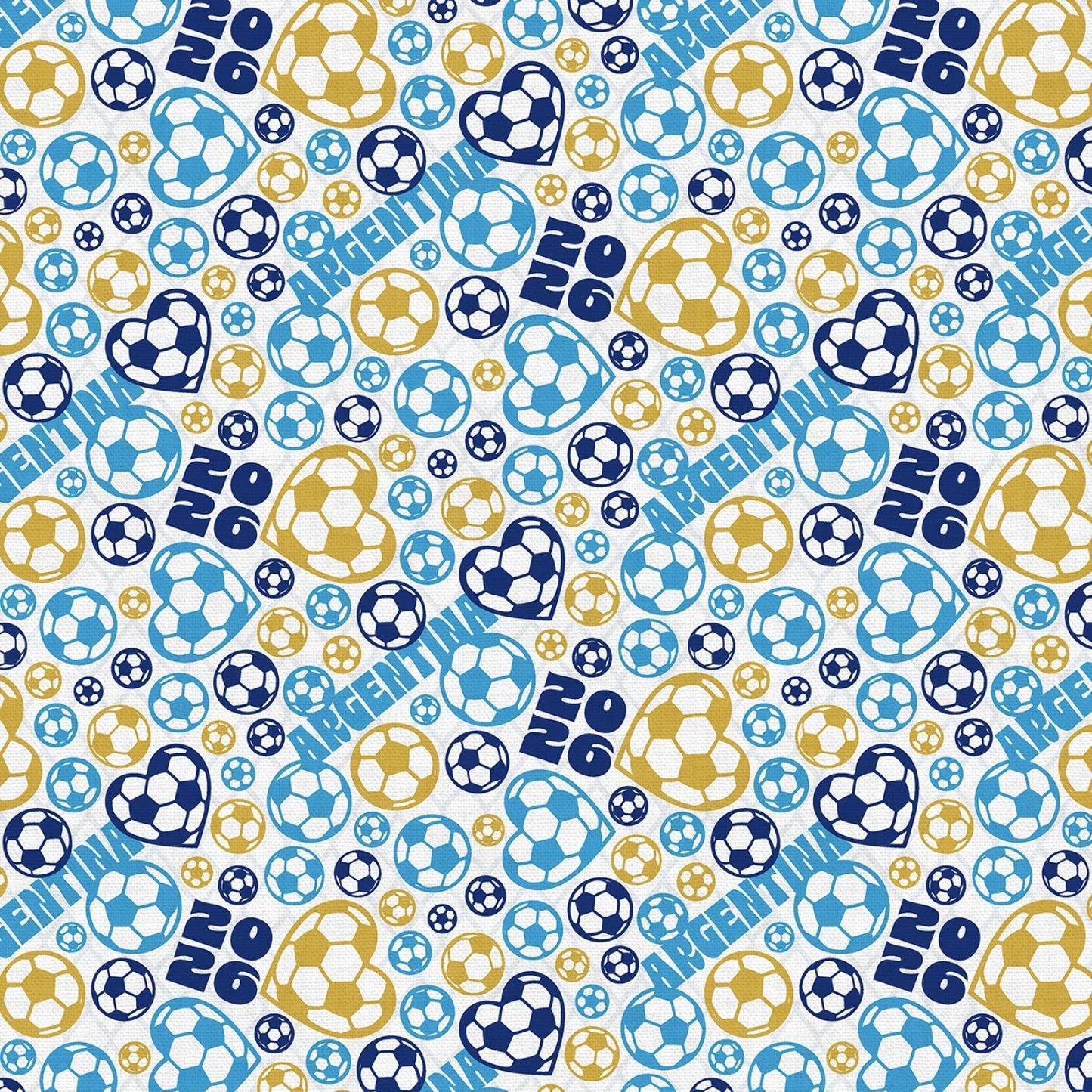 United We Play Argentina Soccer Ball Toss Blue Yellow Paintbrush Studios Cotton Fabric PBS-120-26531