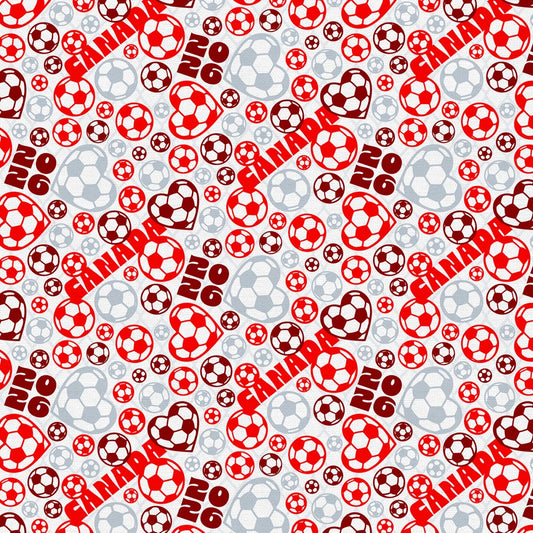 United We Play Canada Soccer Ball Toss Red Gray Paintbrush Studios Cotton Fabric PBS-120-26537
