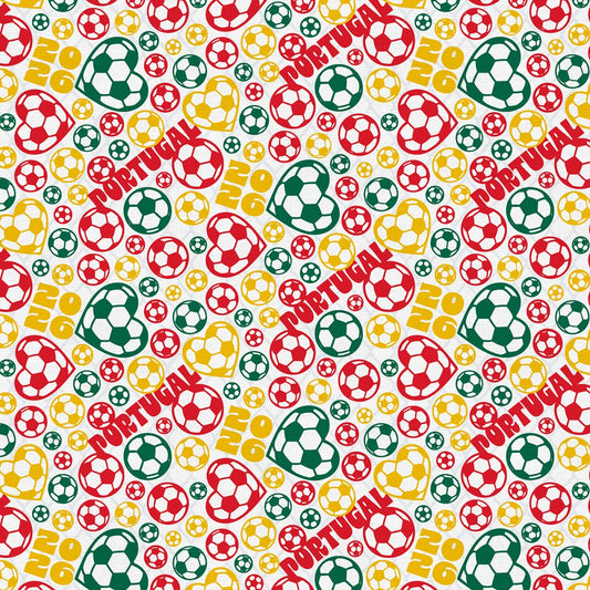 United We Play Portugal Soccer Ball Toss Red Green Paintbrush Studios Cotton Fabric PBS-120-26555