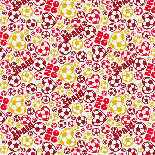 United We Play Spain Soccer Ball Toss Red Yellow Paintbrush Studios Cotton Fabric PBS-120-26559