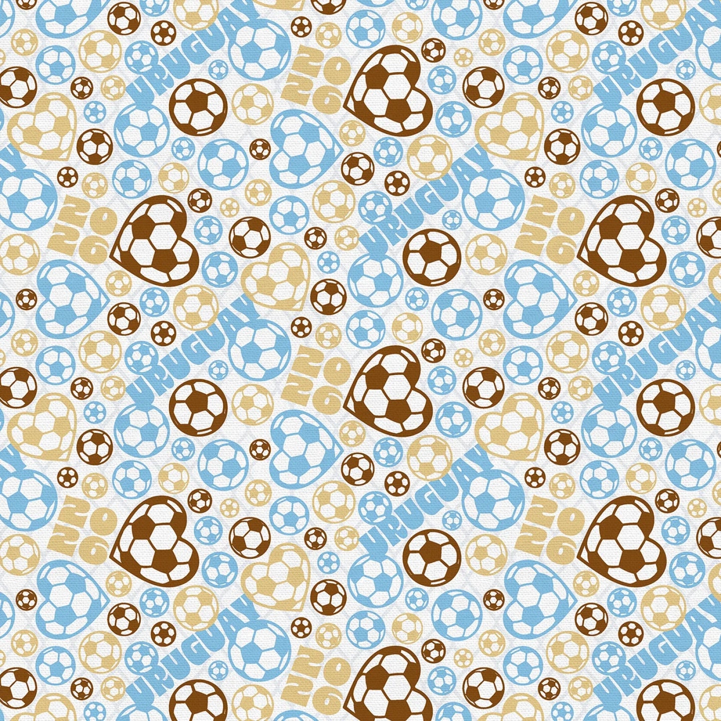 United We Play Uruguay Soccer Ball Toss Blue Brown Paintbrush Studios Cotton Fabric PBS-120-26561