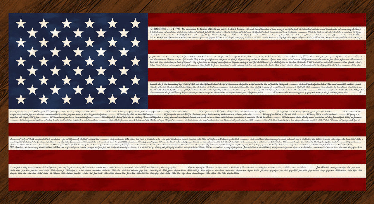 United We Stand Flag Panel 23" Red Navy Chestnut House Studios Studio E Cotton Fabric SE-8583P-87