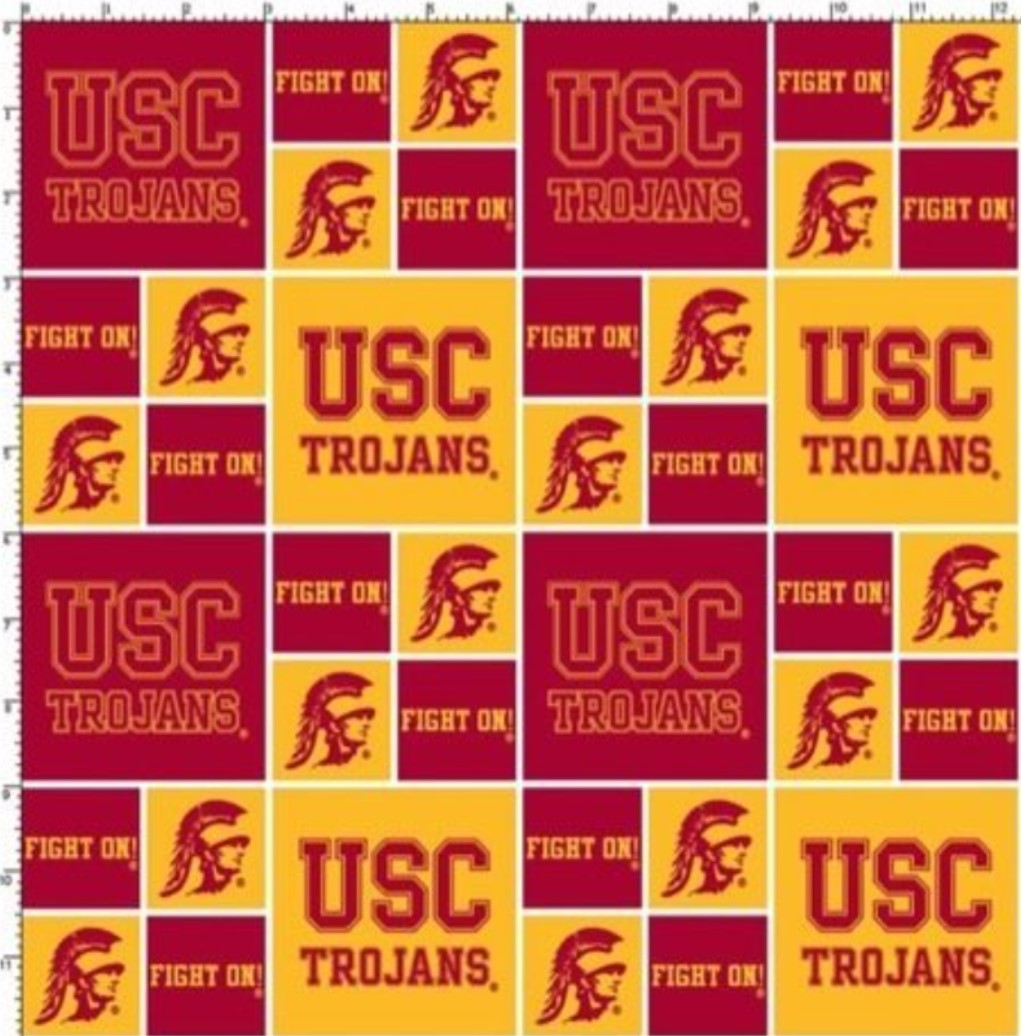 University of Southern California Trojans NCAA USC Box Design Sykel Cotton Fabric USC-020