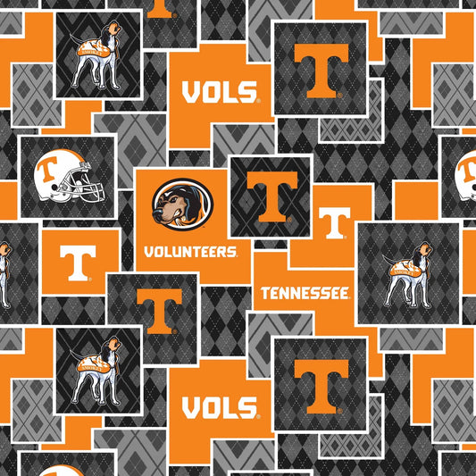 Tennesse Vols NCAA College Argyle Boxes Sykel Cotton Fabric SYK-TEN-1371