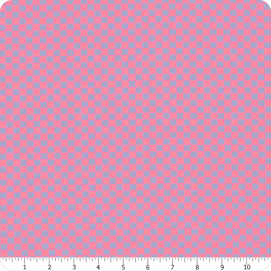 Untamed Check Please Neon Nova Tula Pink Free Spirit Cotton Fabric FS-PWTP242.Nova