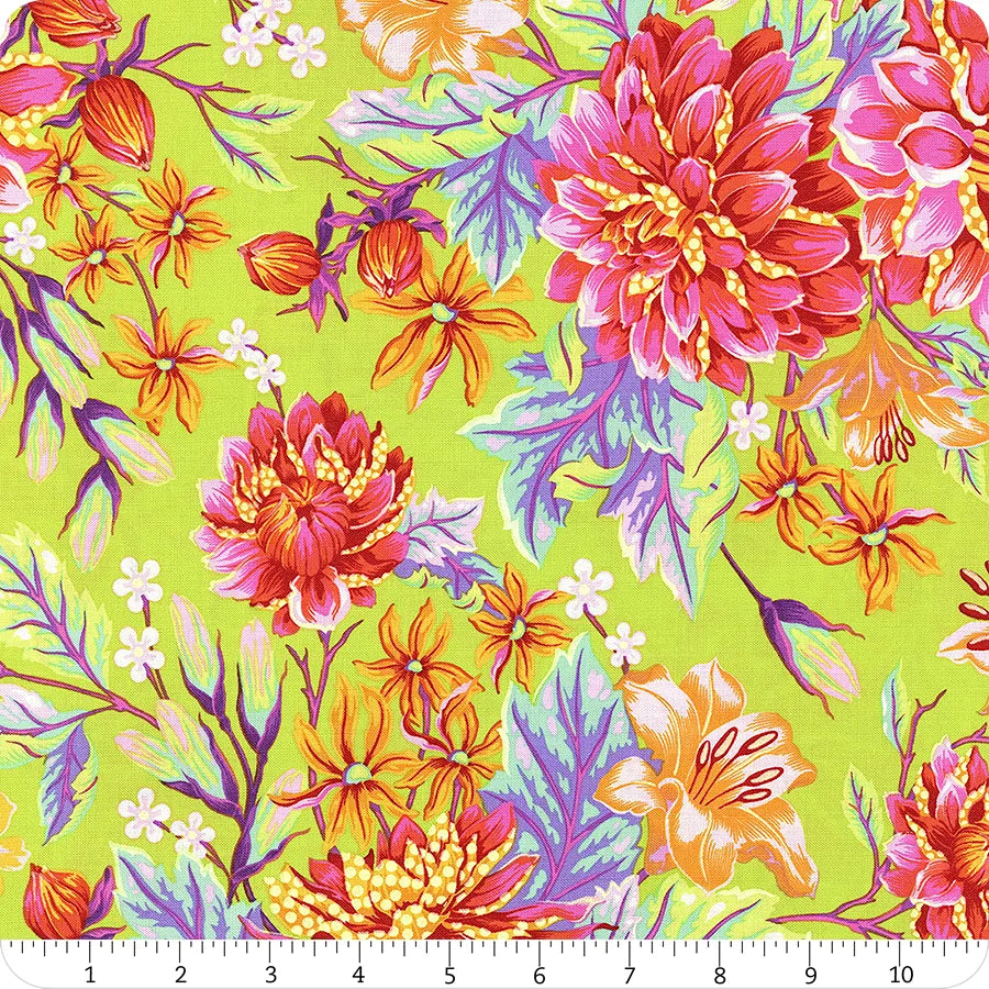 Untamed Hello Dahlia Neon Moonbeam Tula Pink Free Spirit Cotton Fabric