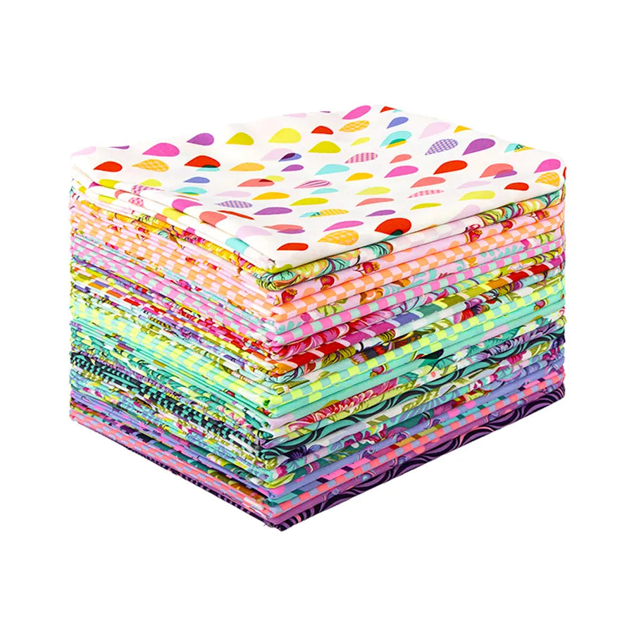 Untamed Neon One yard Bundle 24pcs Tula Pink Free Spirit Cotton Fabric