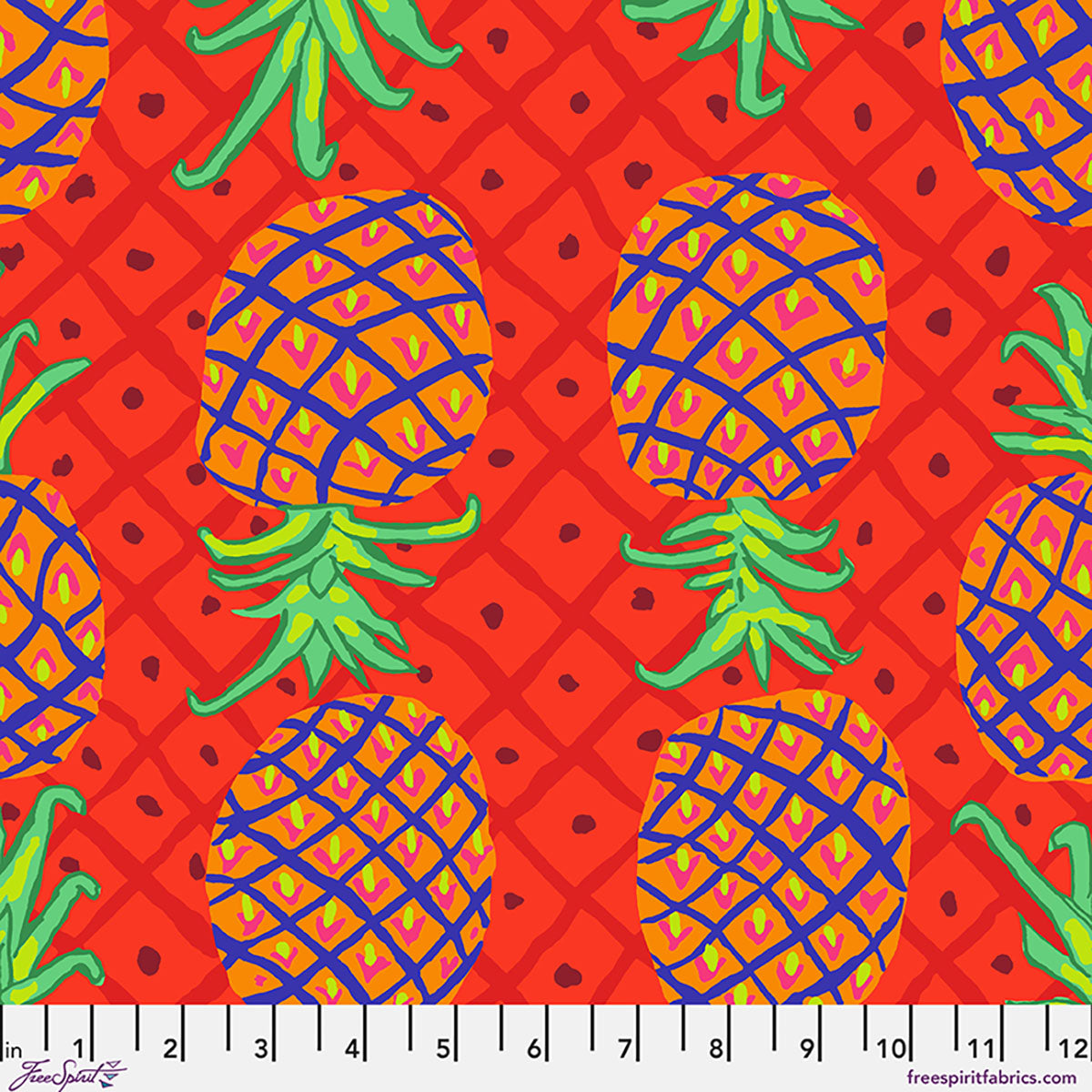 Upside Down Pinepples Aqua August 2026 Kaffe Fassett Collective Free Spirit Cotton Fabric FS-PWBM108.AQUA